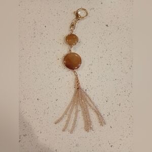 Gold and Brown Beaded Keychain Purse Charm